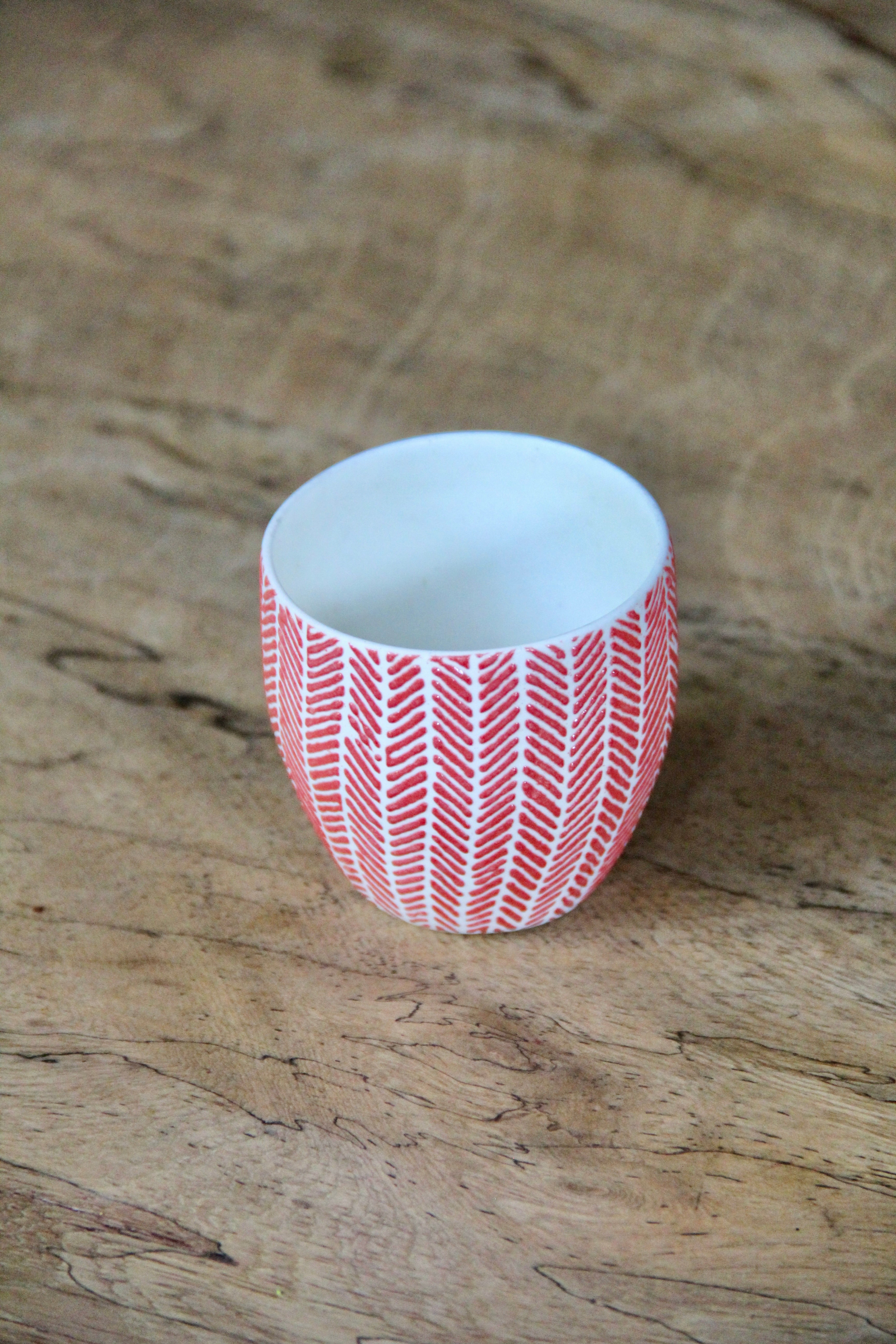 Small Herringbone Cup (Red & White) – Birubeeru