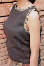 Shibori Sleeveless Blouse (Brown)