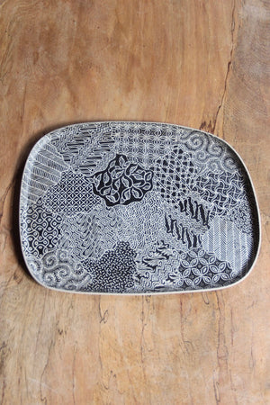 Rectangular Batik Campur Platter (Black)