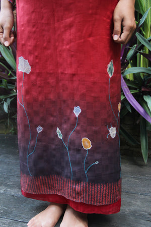 Gardenia Silk Sarung Ikat (Dark Brown & Red)