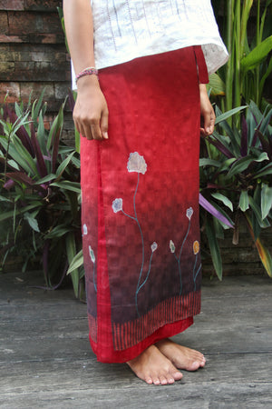 Gardenia Silk Sarung Ikat (Dark Brown & Red)