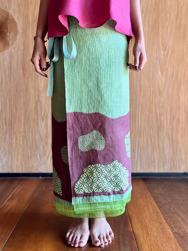 Kawung Galar Sarung Ikat (Green & Pruple)