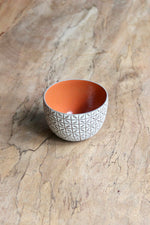 Kawung Round Cup (White & Orange)