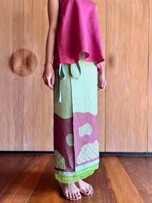 Kawung Galar Sarung Ikat (Green & Pruple)