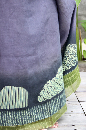 Kawung Shibori Sarung Ikat (Purple, Blue & Green)