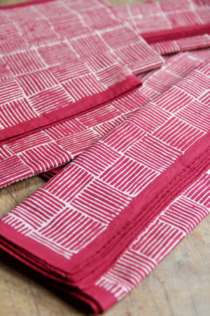 Table for Five: Red Patchwork Placemat & Napkin Set