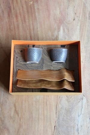 Cup & Ombak Tray Couple Gift Set B