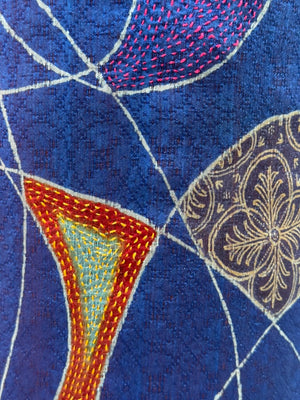 Benang Kusut Silk Sarung Ikat (Blue & Orange)