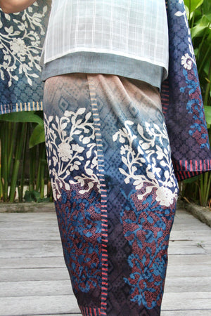 Kembang Cecek Kain + Shawl Set (Cream, Blue & Purple)