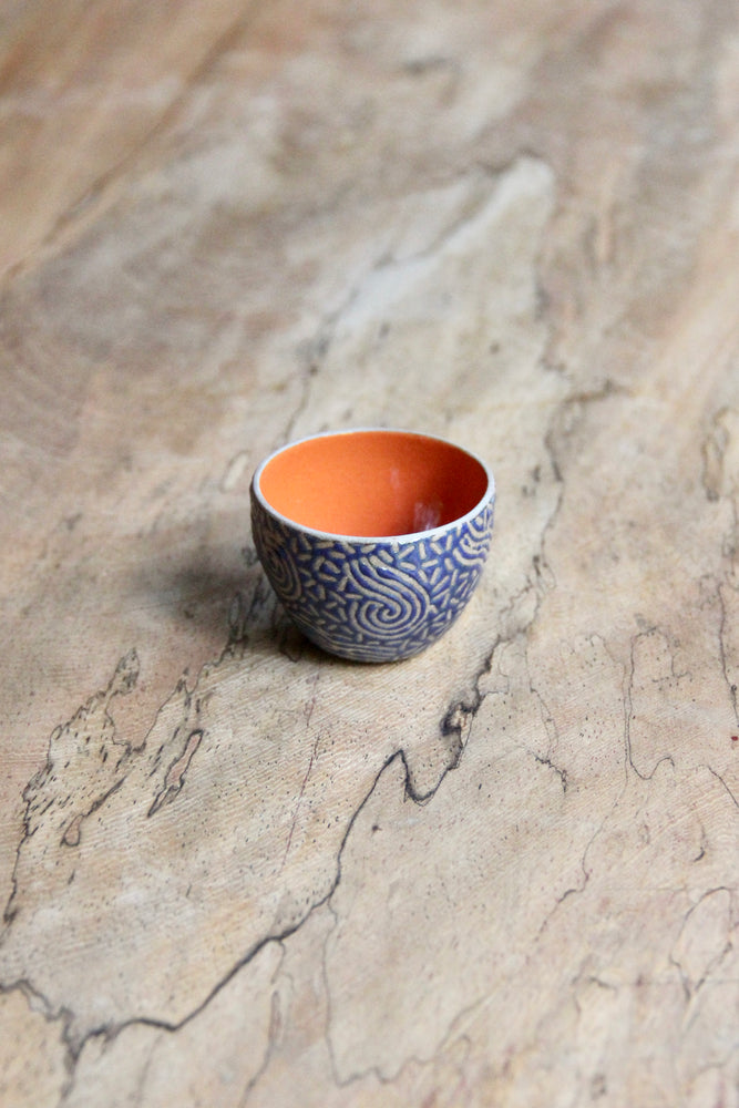 Beras Tumpah Sake Cup (Dark Blue & Orange)