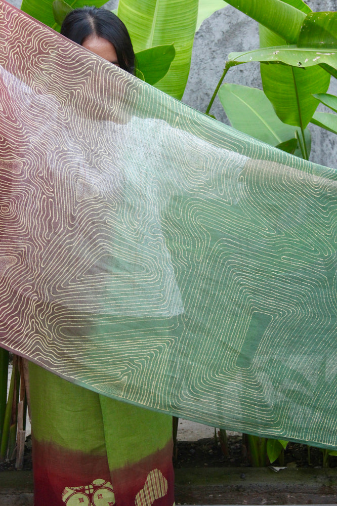 Serat Kayu Shawl (Pink & Green)