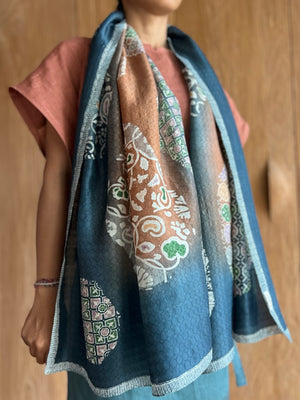 Sekar Bali Scarf (Blue & Brown)