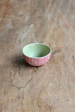 Herringbone Small Bowl (Red & Green)