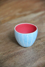 Herringbone Sake Cup (Red & Blue)