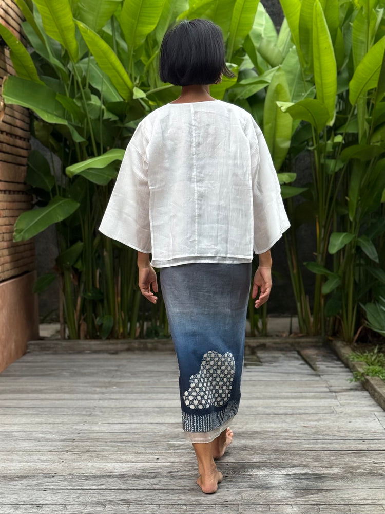 Kawung Shibori Sarung Ikat (Grey & Blue)