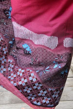 Kawung Batu Karang Cotton Sarung Ikat (Fuschia & Purple)