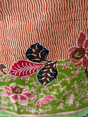 Bunga Lurik Cotton Sarung Ikat (Orange & Green)