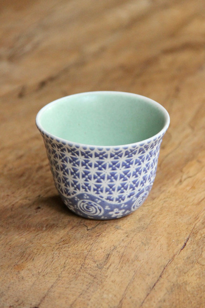 Langit Senja Chinese Teacup (Blue & Light Green)