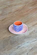 Gedek Espresso Cup & Saucer Set (Blue & Orange)