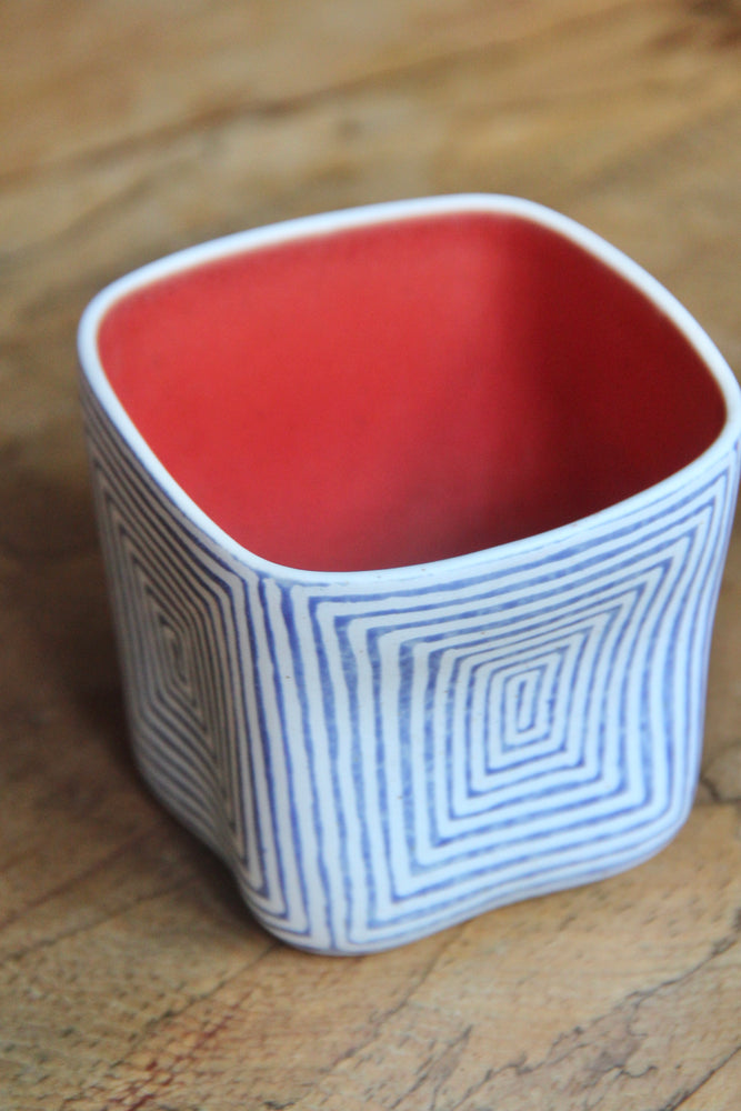 Batik Maze Rectangular Cup (Blue & Red)