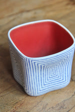 Batik Maze Rectangular Cup (Blue & Red)