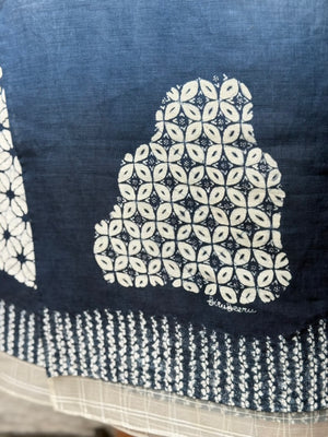 Kawung Shibori Sarung Ikat (Grey & Blue)