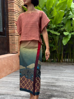 Kawung Batu Karang Cotton Sarung Ikat (Brown, Green & Teal)