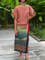 Kawung Batu Karang Cotton Sarung Ikat (Brown, Green & Teal)