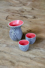 Batik Campur Sake Set (Black & Red)