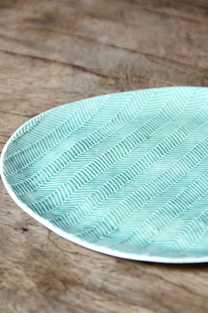 Herringbone Flat Side Plate (Washed Green)