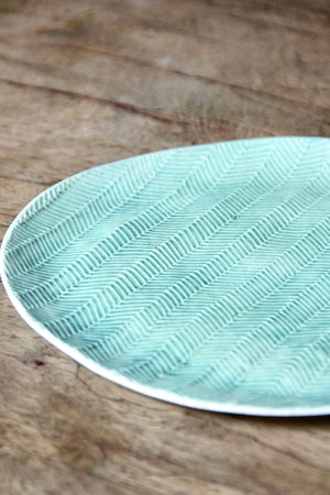 Herringbone Flat Side Plate (Washed Green)