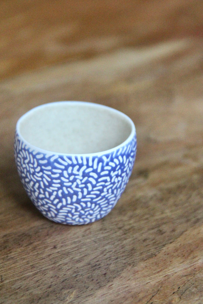 Kembang Pakis Sake Cup (Blue & White)