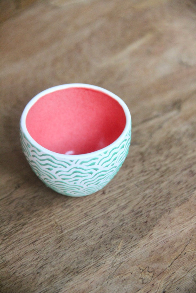 Awan Sake Cup  (Tosca Green & Red)