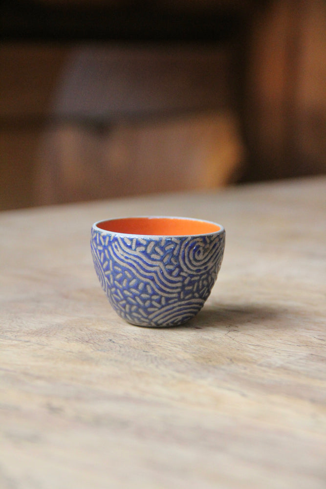 Beras Tumpah Sake Cup (Dark Blue & Orange)