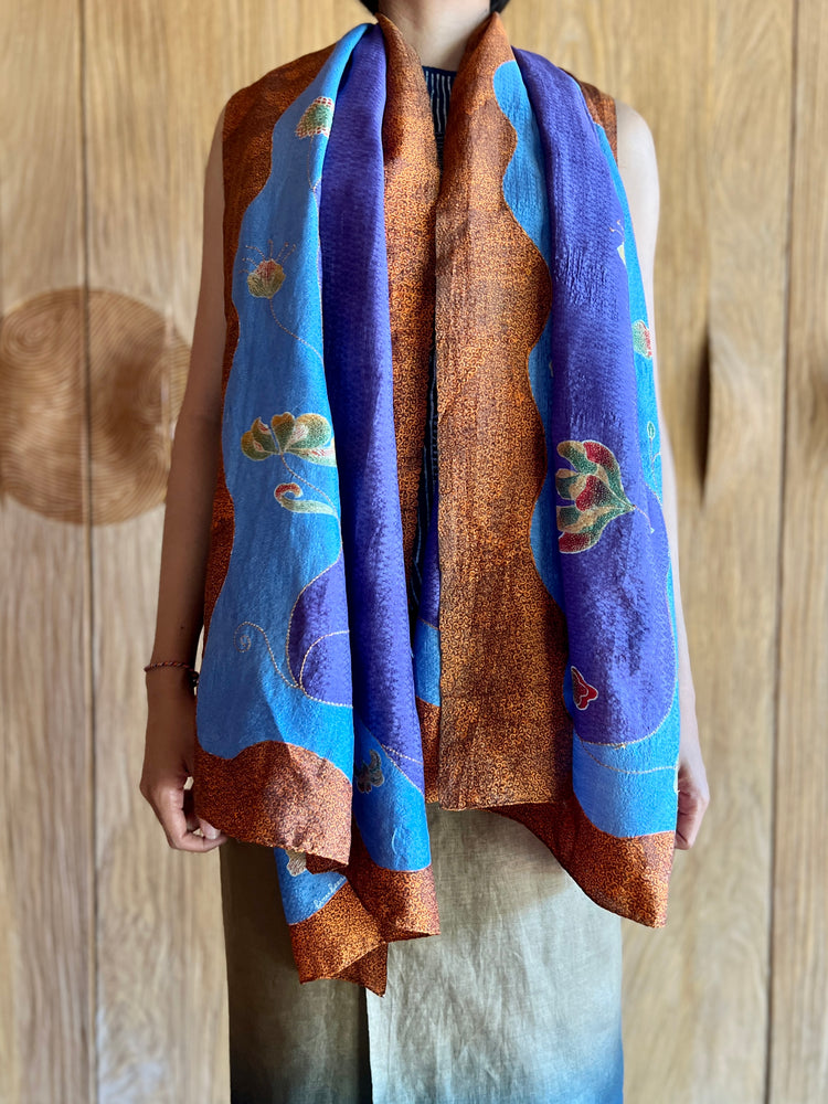 Nuansa Bunga Shawl (Purple, Blue & Brown)