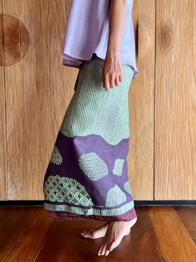 Kawung Galar Sarung Ikat (Green & Purple)