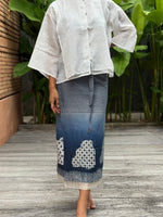 Kawung Shibori Sarung Ikat (Grey & Blue)
