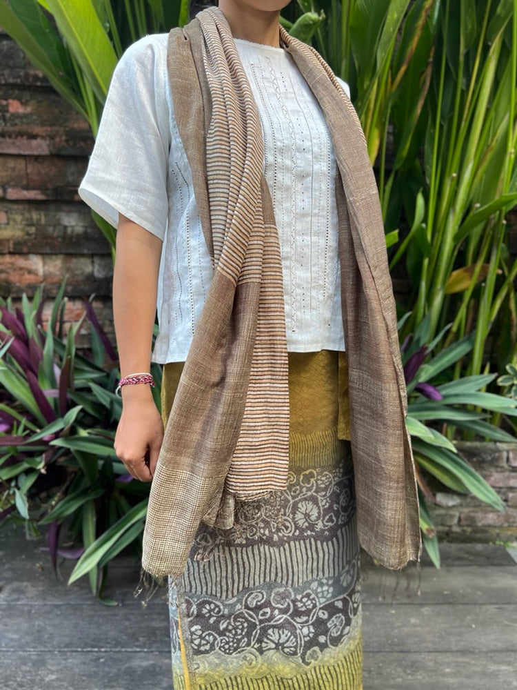 Silk Cotton Lurik Shawl (Brown)