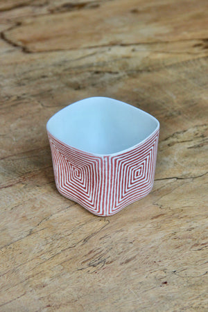 Batik Maze Rectangular Cup (Red & White)