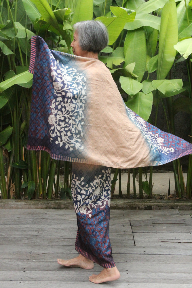 Kembang Cecek Kain + Shawl Set (Cream, Blue & Purple)