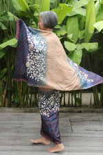 Kembang Cecek Kain + Shawl Set (Cream, Blue & Purple)