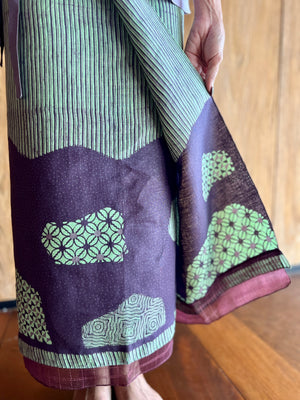 Kawung Galar Sarung Ikat (Green & Purple)