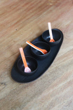 Black & Orange Condiment Set - Charred Wood & Porcelain