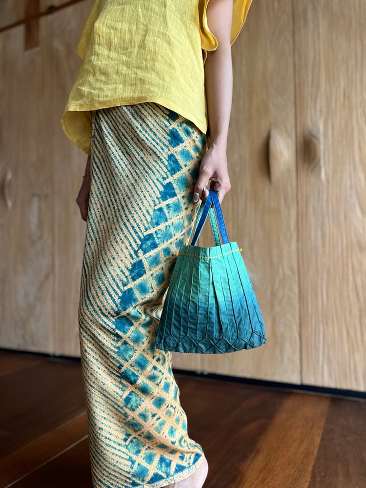 Small Pleats Bag (Green & Blue)