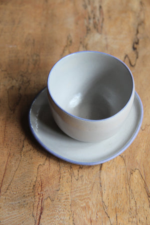 Round Cup & Saucer Set (Blue Rim)