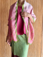 Gardenia Narrow Shawl (Pink & Green)