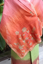 Gardenia Narrow Silk Shawl (Pink & Orange)