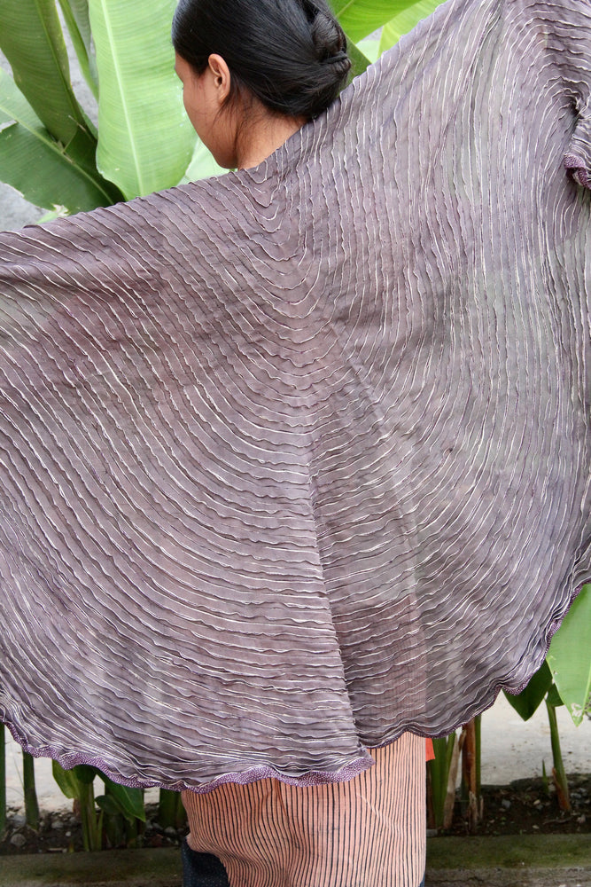 Ombak Silk Shawl (Greyish Purple)