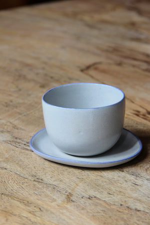 Round Cup & Saucer Set (Blue Rim)