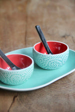 2 Condiment Bowls Set (Tosca & Red)